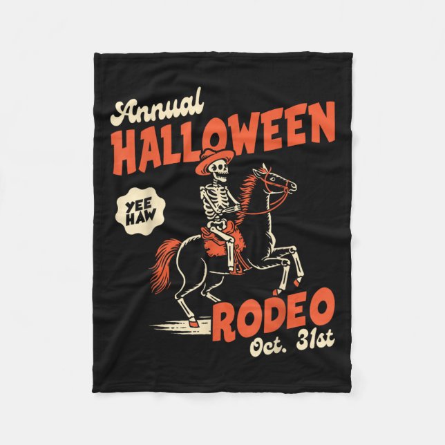 Halloween Rodeo Horse Western Cowboy Fall Autumn S Fleece Blanket (Front)