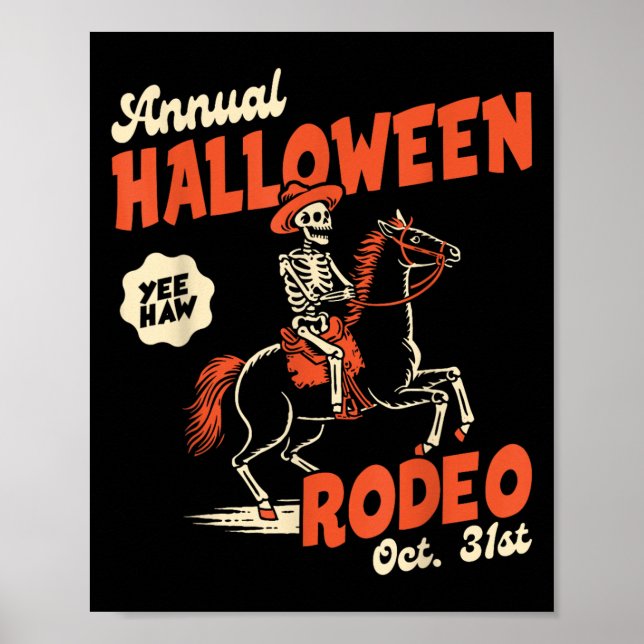Halloween Rodeo Horse Western Cowboy Fall Autumn S Poster (Front)