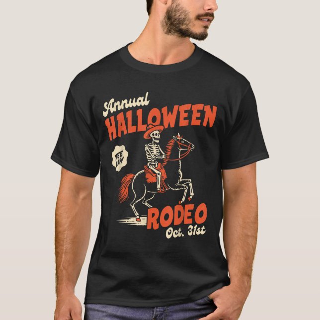Halloween Rodeo Horse Western Cowboy Fall Autumn S T-Shirt (Front)