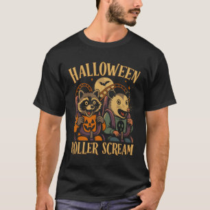Halloween Roller Scream Raccoon and Opossum T-Shirt