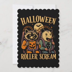 Halloween Roller Scream Racoon and Opossum Invitation