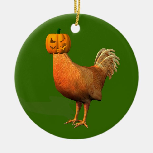 Halloween Rooster Ceramic Tree Decoration (Front)