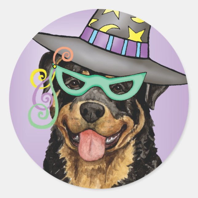 Halloween Rottweiler Classic Round Sticker (Front)