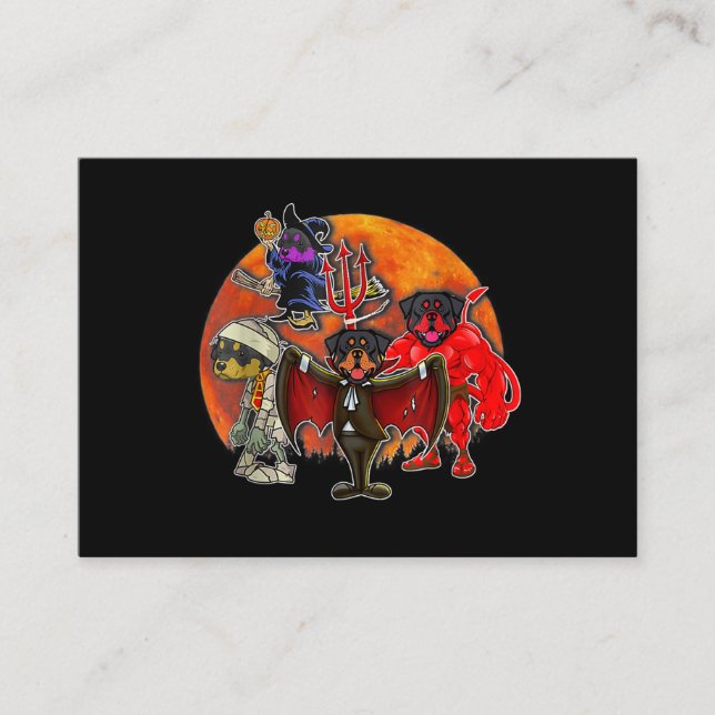 Halloween Rottweiler Costume Mummy Evil Witch Pump Business Card (Front)