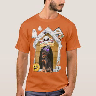 Halloween Rottweiler Dog Witch Haunted House T-Shi T-Shirt