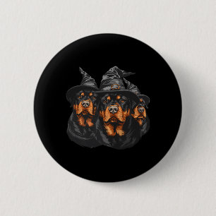 Halloween Rottweiler Dogs Witch Cute Spooky Black 6 Cm Round Badge
