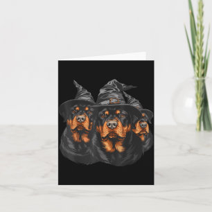 Halloween Rottweiler Dogs Witch Cute Spooky Black Card