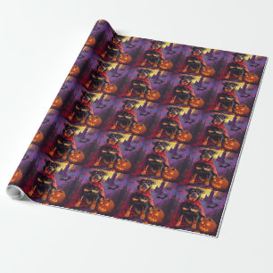 Halloween Rottweiler Vampire Pumpkins Scary Wrapping Paper