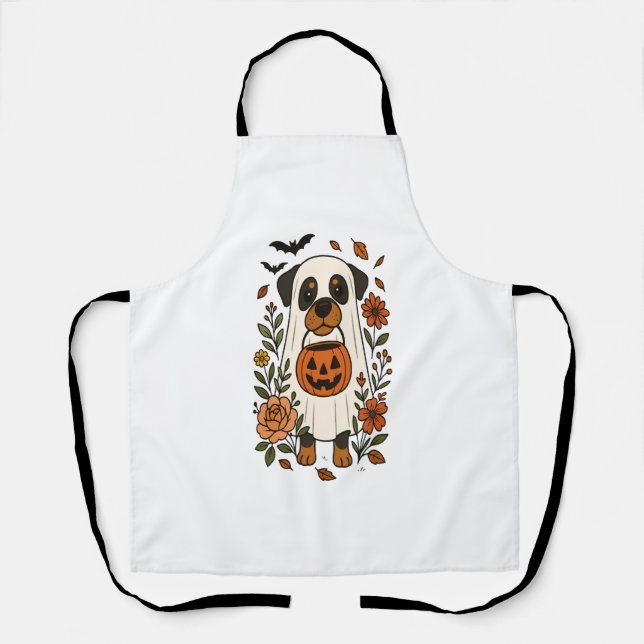Halloween Rottweiler with Flowers Apron (Front)