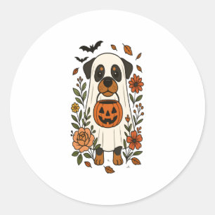 Halloween Rottweiler with Flowers Classic Round Sticker