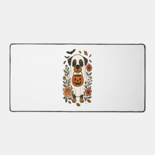 Halloween Rottweiler with Flowers Desk Mat