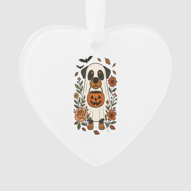 Halloween Rottweiler with Flowers Ornament (Front)