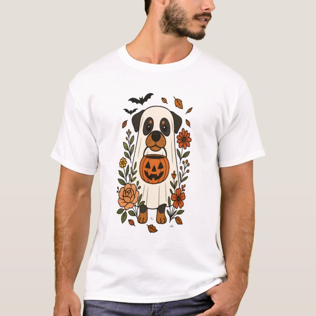Halloween Rottweiler with Flowers T-Shirt (Front)