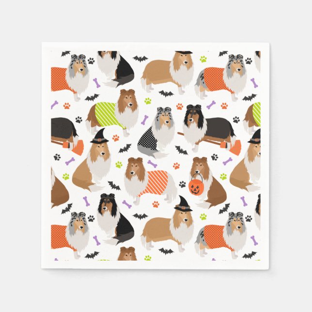 Halloween Rough Collie Napkins (Front)