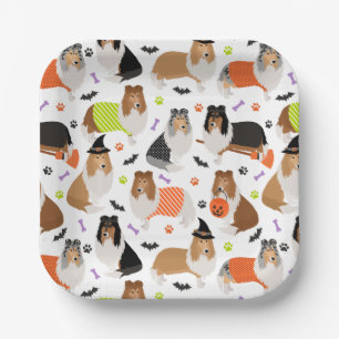 Halloween Rough Collie Paper Plates