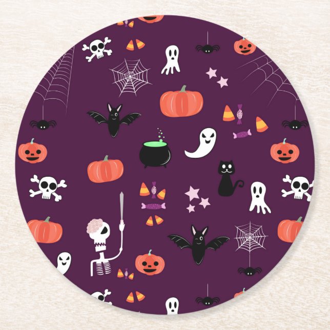 Halloween Round Paper Coaster (Front)