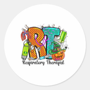 Halloween Rt Respiratory Therapist Spooky Rt Pumpk Classic Round Sticker