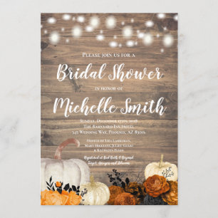 Halloween Rustic Orange Rose Bridal Shower Invitation