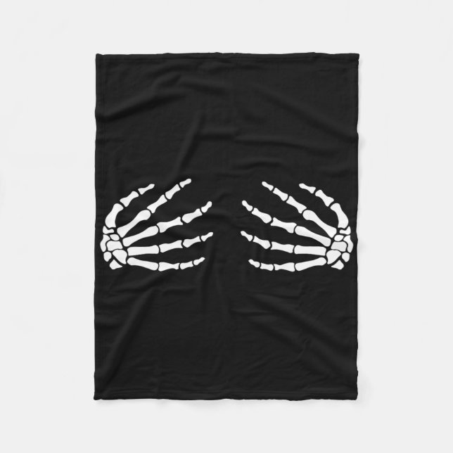 Halloween S Breast Skeleton Hands Breast Fun Costu Fleece Blanket (Front)
