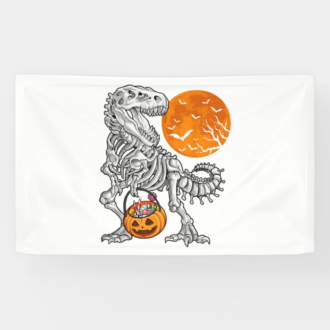 Halloween s for Boys Kids Dinosaur Skeleton T rex Banner (Horizontal)