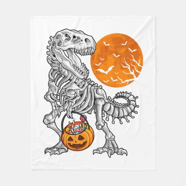 Halloween s for Boys Kids Dinosaur Skeleton T rex Fleece Blanket (Front)
