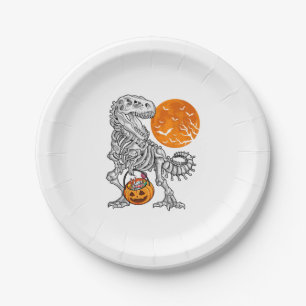 Halloween s for Boys Kids Dinosaur Skeleton T rex Paper Plate