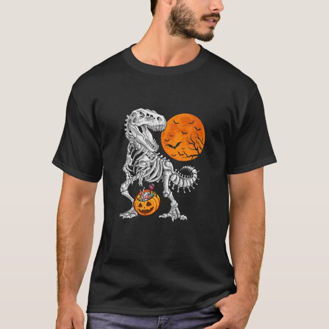Halloween S For Boys Kids Dinosaur Skeleton T Rex T-Shirt (Front)