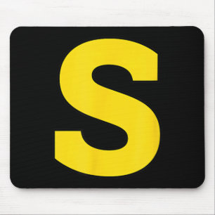 Halloween S Monogram Yellow Initial - Bold S Mouse Mat