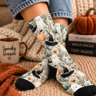 Halloween Sage Pumpkin Ghost Socks