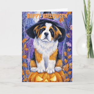 Halloween Saint Bernard Dog Holiday Card