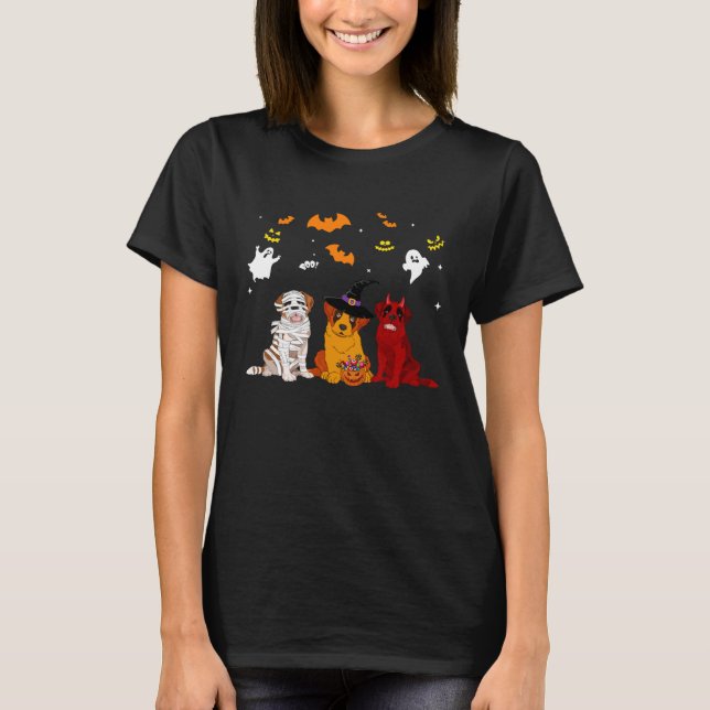 Halloween saint bernard Dogs  Mummy Witch Demon T-Shirt (Front)