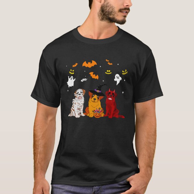 Halloween saint bernard Dogs  Mummy Witch Demon T-Shirt (Front)