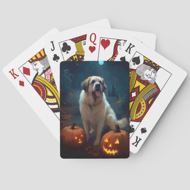 Halloween Saint Bernard With Pumpkins Scary  Playing Cards (Back)