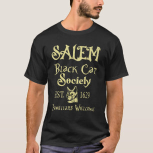 Halloween Salem Black Cat Society Familiars Welcom T-Shirt