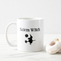 Halloween Salem Witch on Broom Flying