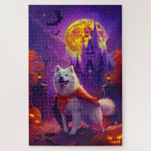 Halloween Samoyed Vampire Pumpkins Scary Jigsaw Puzzle