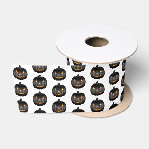Halloween Satin Ribbon-Black Pumpkin Ribbon