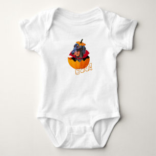 Halloween sausage dog pumpkin baby bodysuit