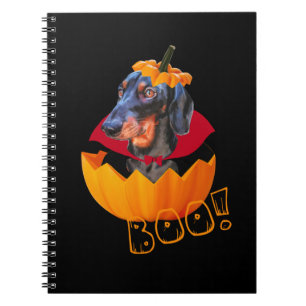 Halloween sausage dog pumpkin notebook
