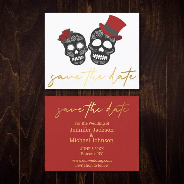 halloween save the date gold handwriting card (Creator Uploaded)