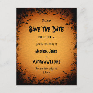 Halloween Save the Date invitation with bats