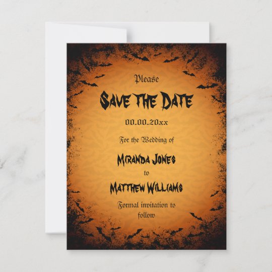 Halloween Save The Date Invitation With Bats Zazzle Co Uk