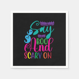 Halloween Say Boo And Scary On Birthday Napkin