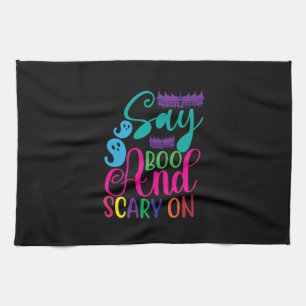 Halloween Say Boo And Scary On Birthday Tea Towel