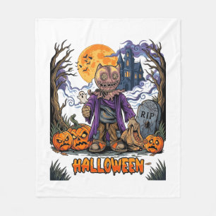Halloween Scarecrow Candy Sack Pumpkins Haunted Ho Fleece Blanket