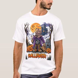 Halloween Scarecrow Candy Sack Pumpkins Haunted Ho T-Shirt