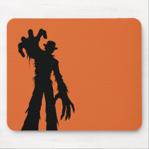 Halloween Scarecrow Creepy Silhouette Orange Mouse Mat