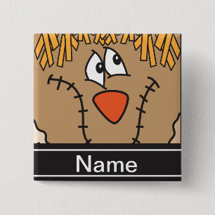 Halloween Scarecrow Face Personalise 15 Cm Square Badge