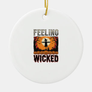 Halloween Scarecrow Feeling Wicked Vintage_1 Ceramic Tree Decoration