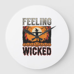 Halloween Scarecrow Feeling Wicked Vintage_1 Large Clock